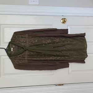 Olive green embroidered dress small